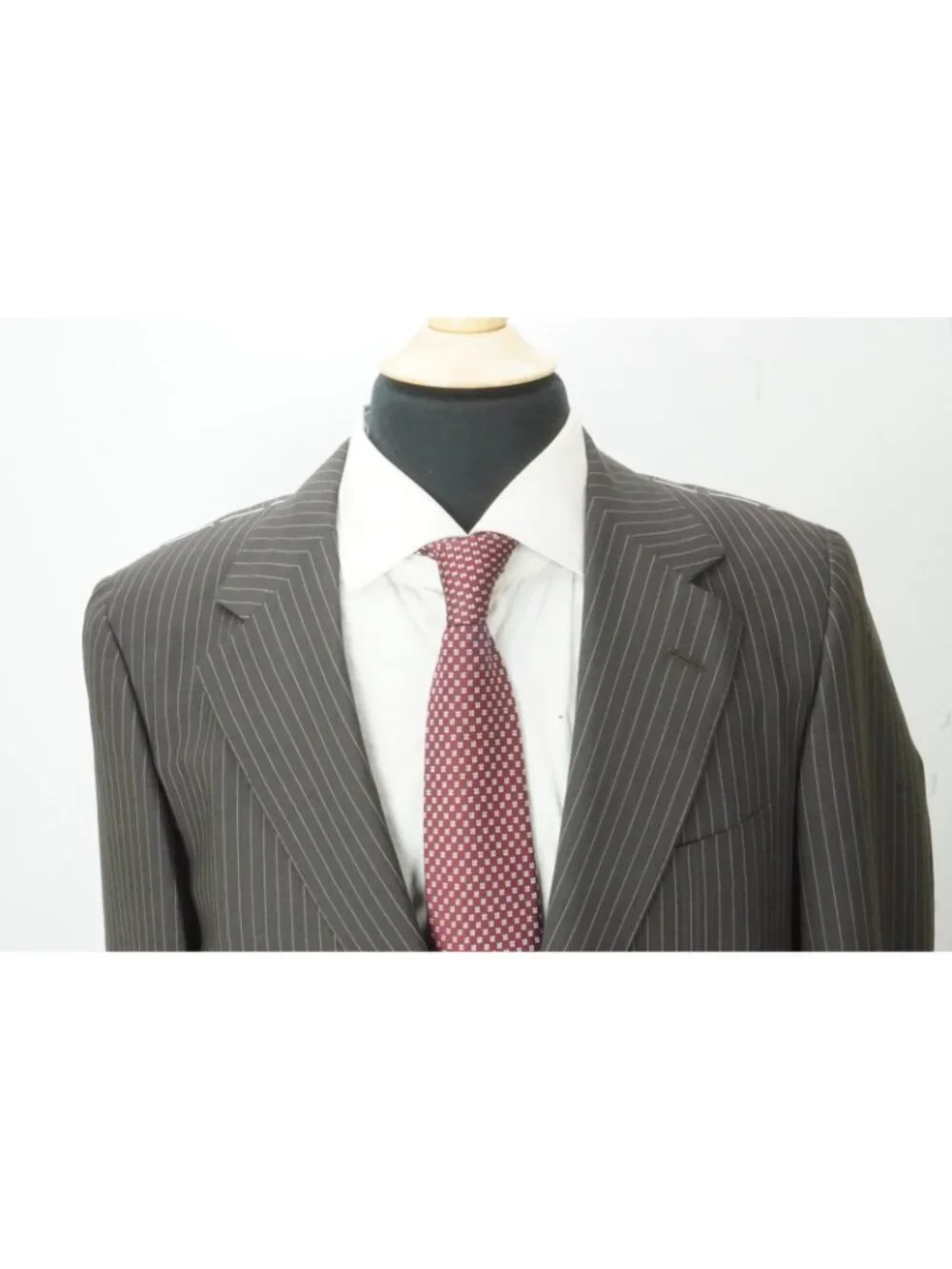 Sartoria Partenopea Brown Striped Wool 2 Pc Suit Jacket Pant 50 EU NEW